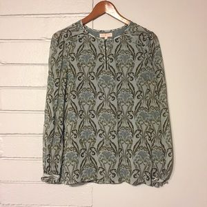 TORY BURCH Floral Damask Silk Top